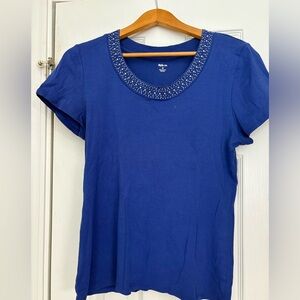 Style & Co Royal Blue Studded Short Sleeve Top